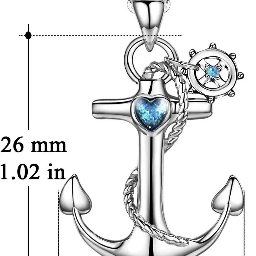 Sterling Silver Anchor Pendant Necklace - Sailor Nautical Jewelry for Women - Picture 6 of 7